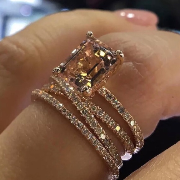 Jewelry - SOLD! Champagne Zircon Rose Gold Cross Ring